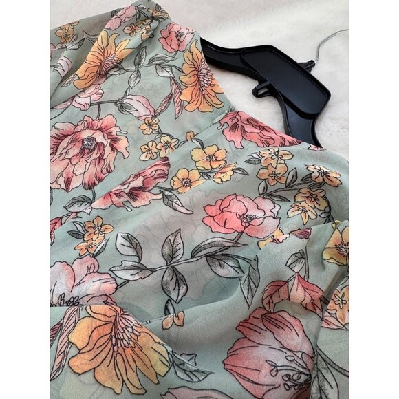 New Forever 21 Women's Size S Floral Print Cutout Waist Long-Sleeve Mini Dress - Picture 9 of 12